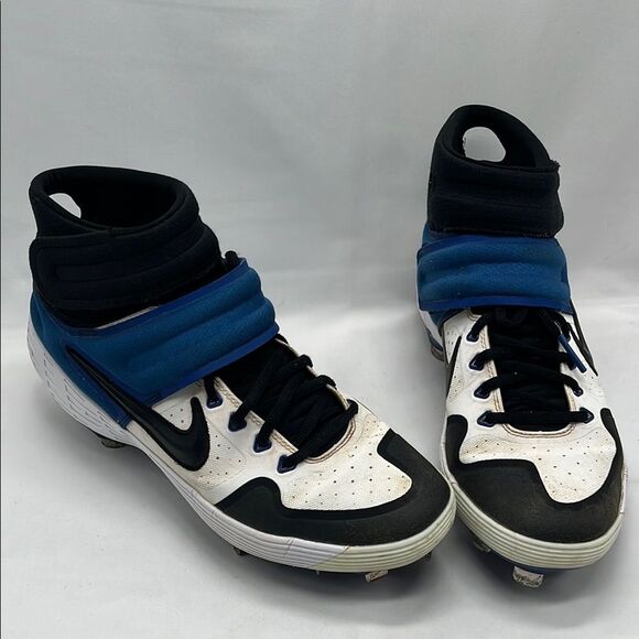 Nike Blue & Black Alpha Huarache Elite 2 Mid Baseball Cleats - Picture 1 of 8